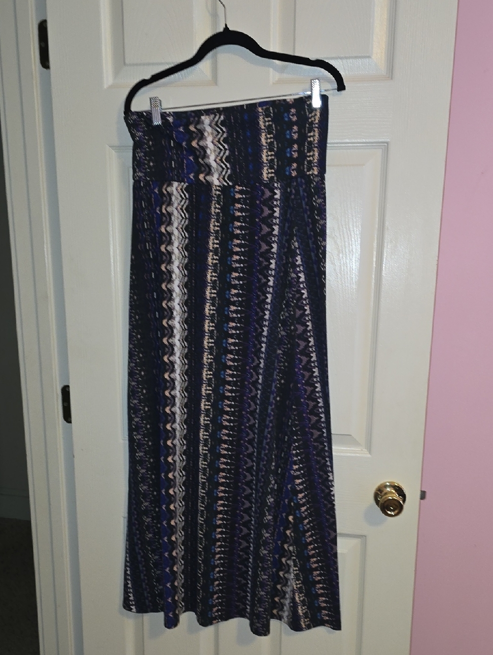 Mossimo Supply Co. Navy and Purple Chevron Maxi Skirt